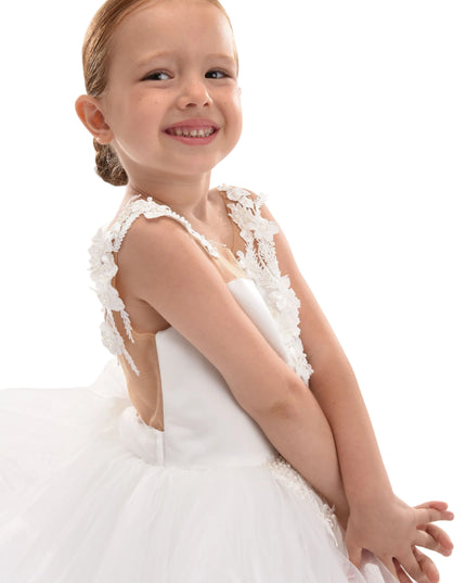 White Carnelian Floral Embroidered Tulle Dress - kids atelier White Carnelian Floral Embroidered Tulle Dress - kids atelier