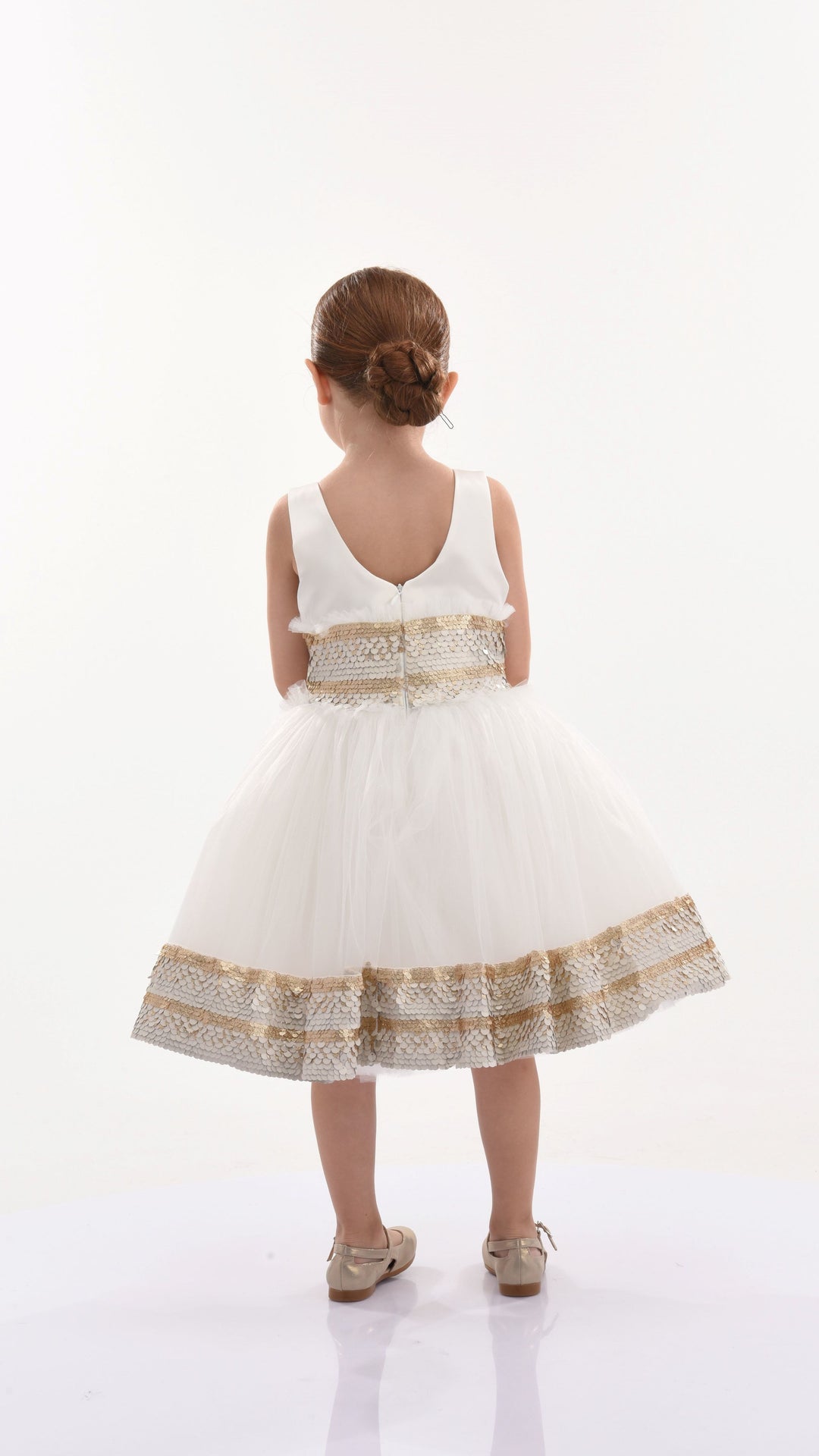 White Lorelei Sequin Hem Dress