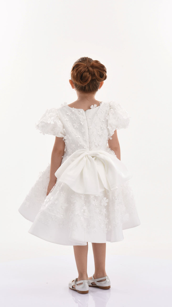 White Moneta Floral Bow Dress
