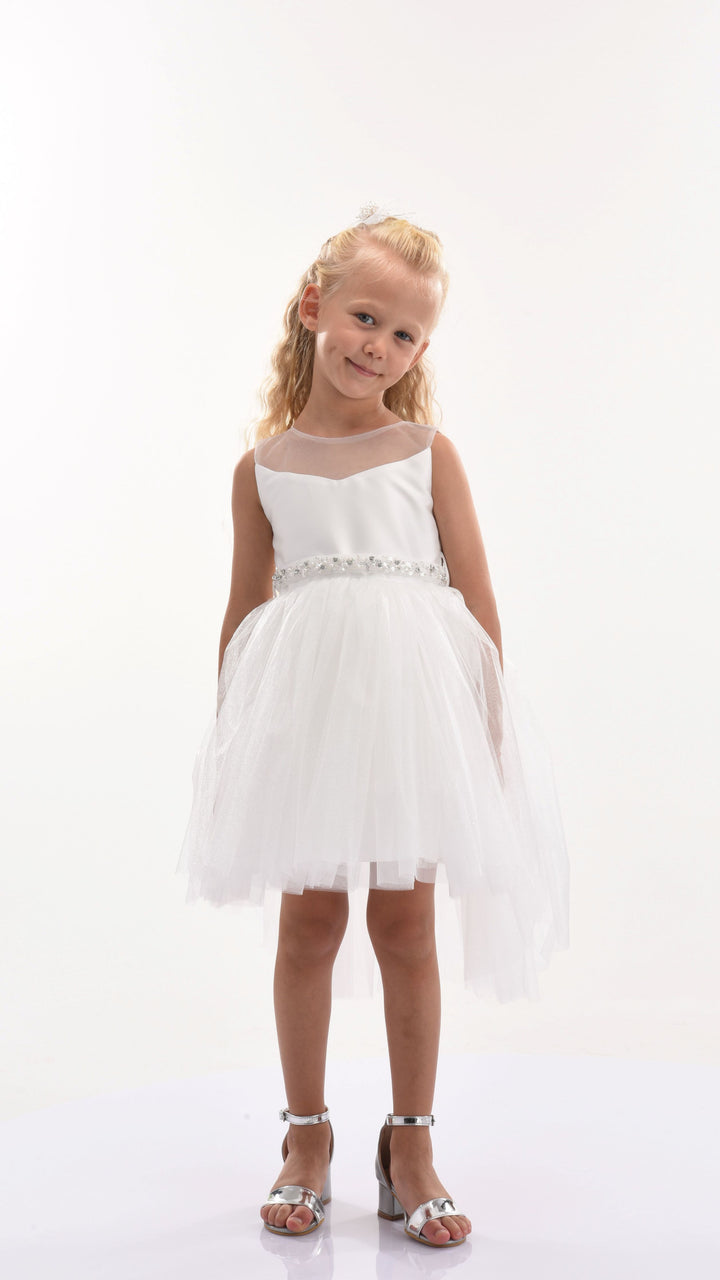 White Sabrina Glitter Tulle Dress