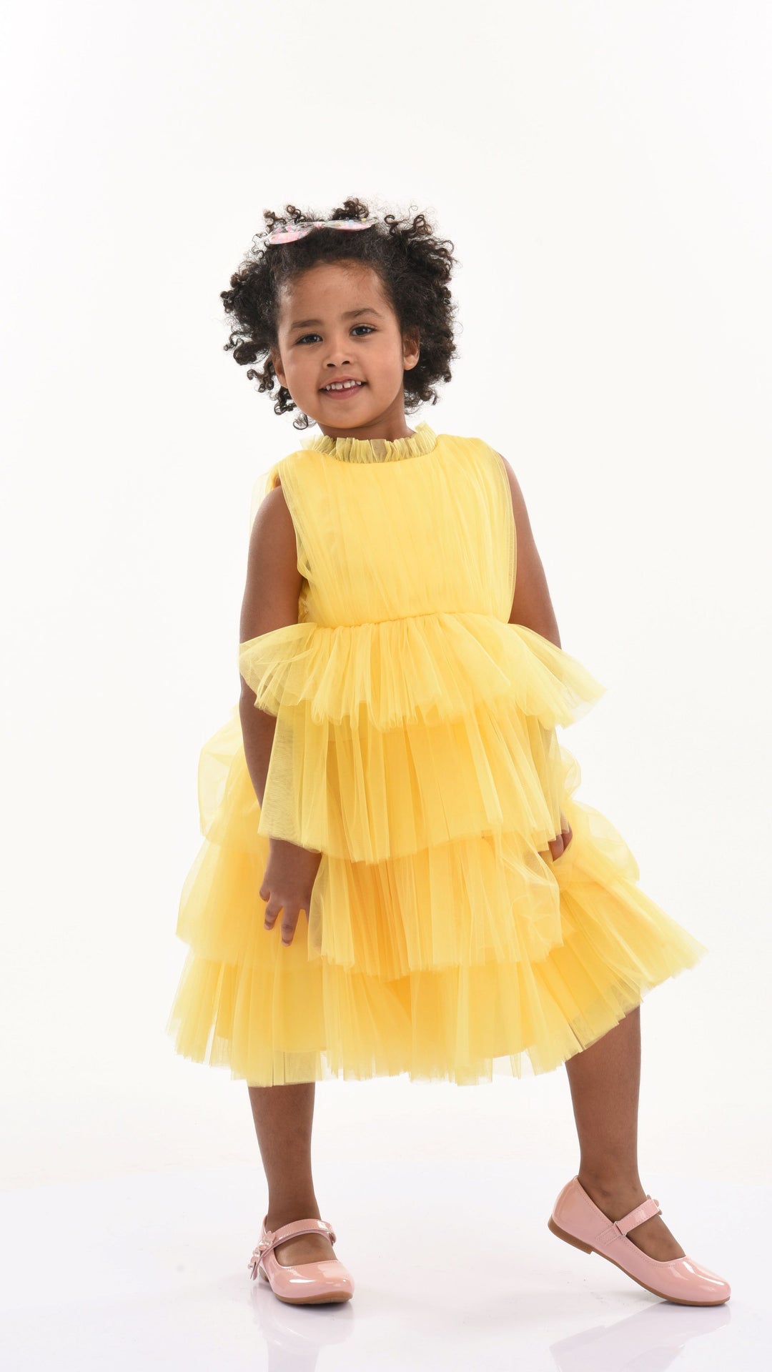 Yellow Farvue Tiered Tulle Dress