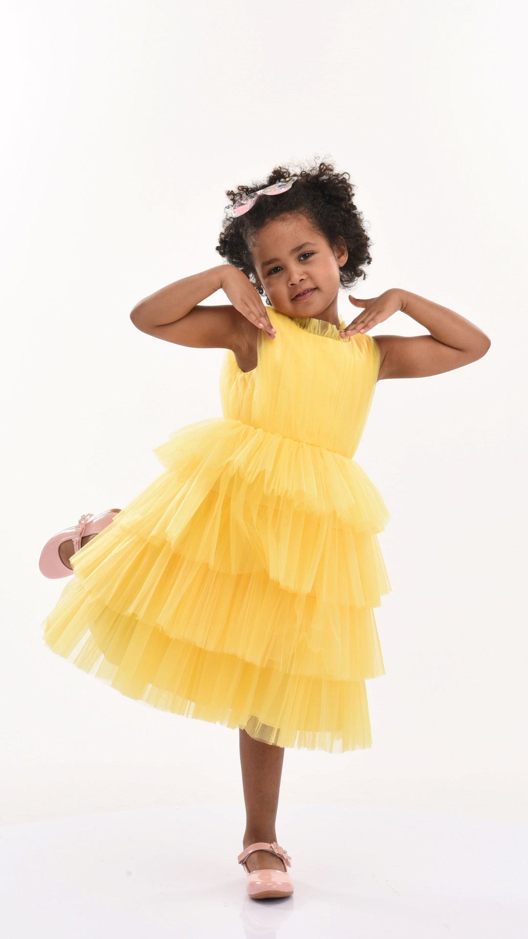 Yellow Farvue Tiered Tulle Dress