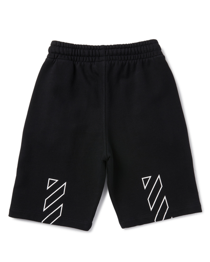 Kids Atelier-Off White-Black Diagonal Bookish Sweat Shorts