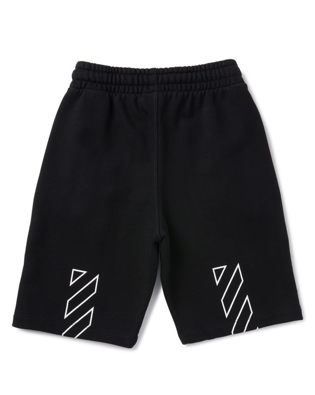 Kids Atelier-Off White-Black Diagonal Bookish Sweat Shorts