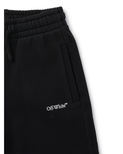 Kids Atelier-Off White-Black Diagonal Bookish Sweat Shorts