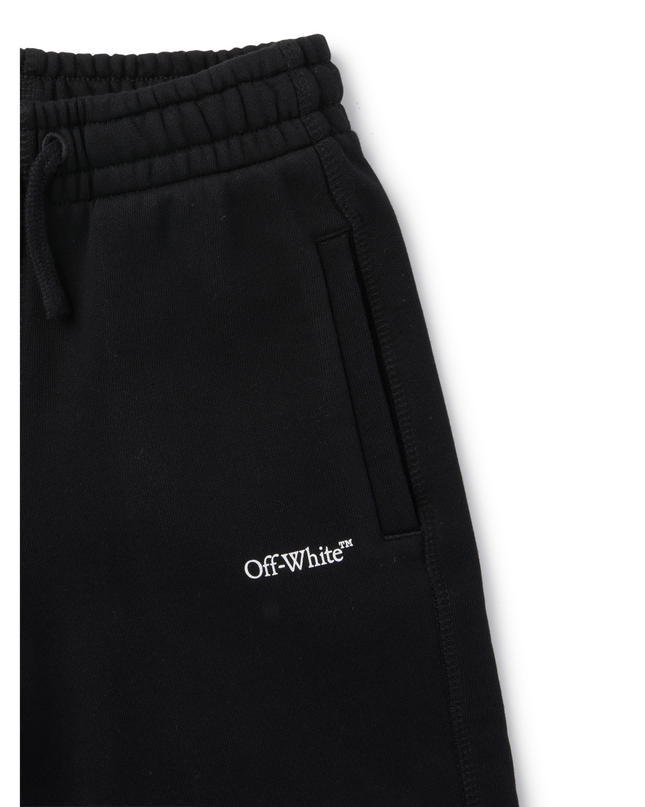 Kids Atelier-Off White-Black Diagonal Bookish Sweat Shorts