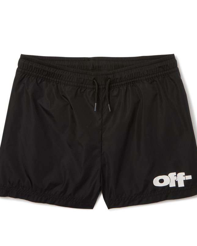 Kids Atelier-Off White-Black Off Split Swim Shorts