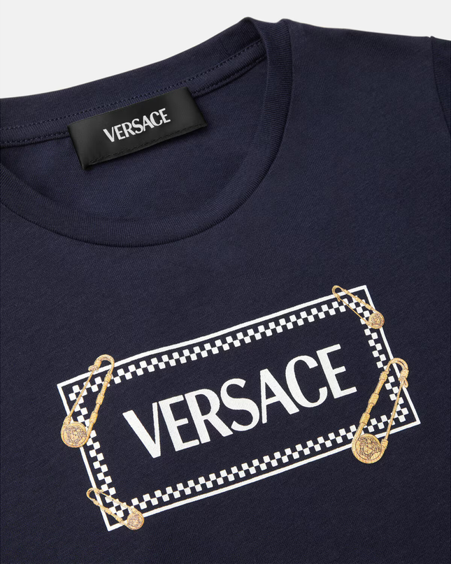 Kids Atelier-Versace-Safety Pin Logo Kids T-Shirt