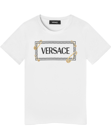 Kids Atelier-Versace-Safety Pin Logo Kids T-Shirt