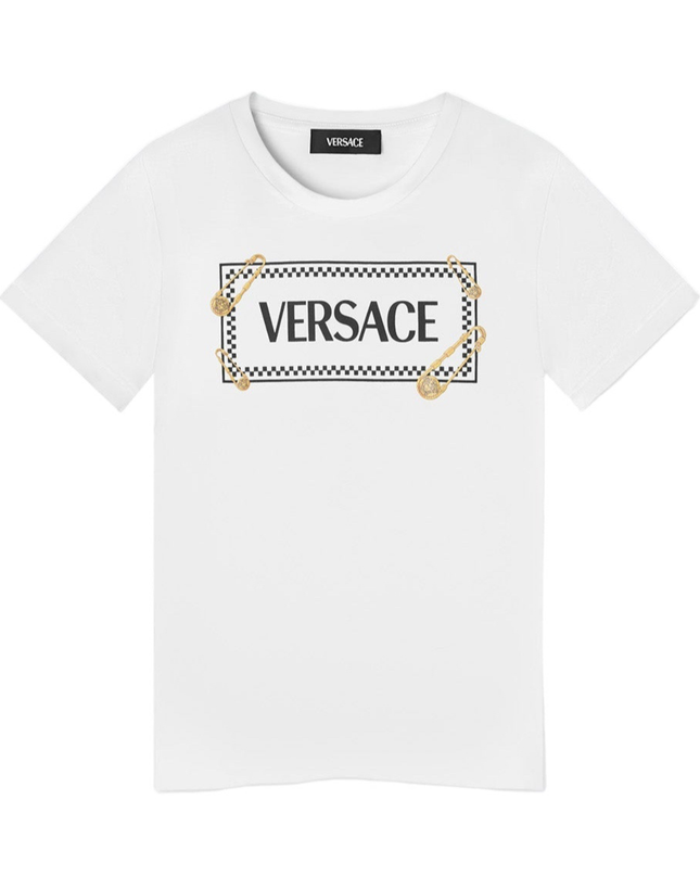 Kids Atelier-Versace-Safety Pin Logo Kids T-Shirt