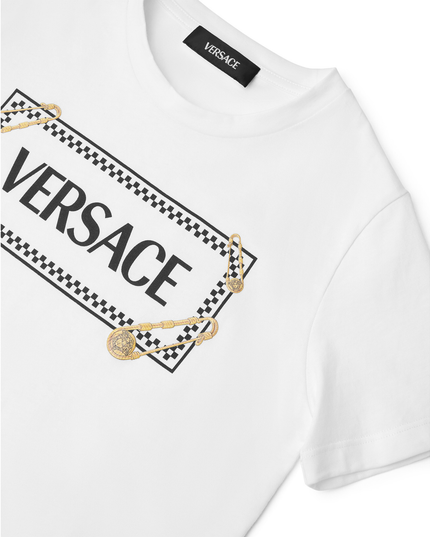 Kids Atelier-Versace-Safety Pin Logo Kids T-Shirt