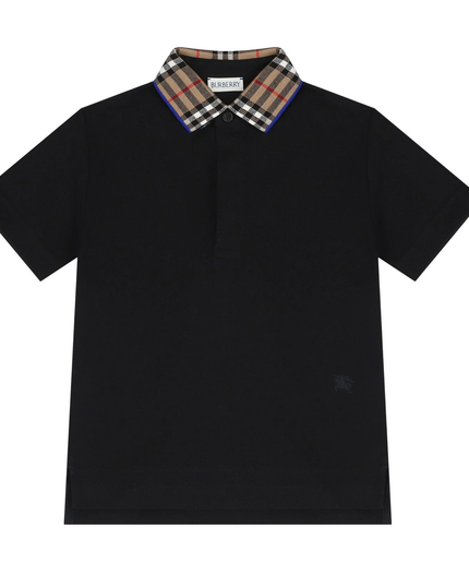 Black Logo Check Polo Shirt