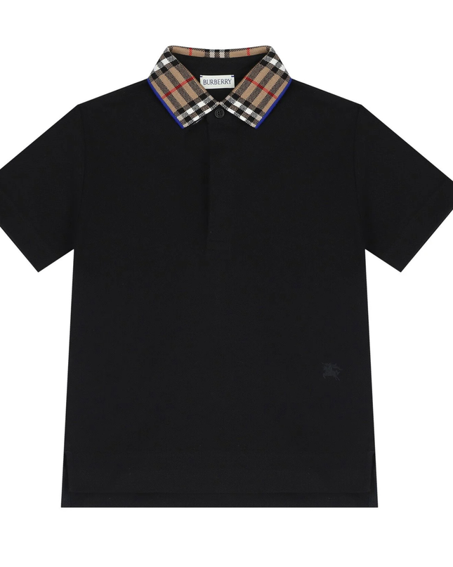Black Logo Check Polo Shirt