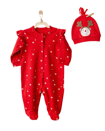 kids atelier andy wawa Red Holiday Ruffle Babygrow & Hat