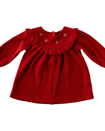 kids atelier andywawa Red Holiday Velvet Smocked Dress
