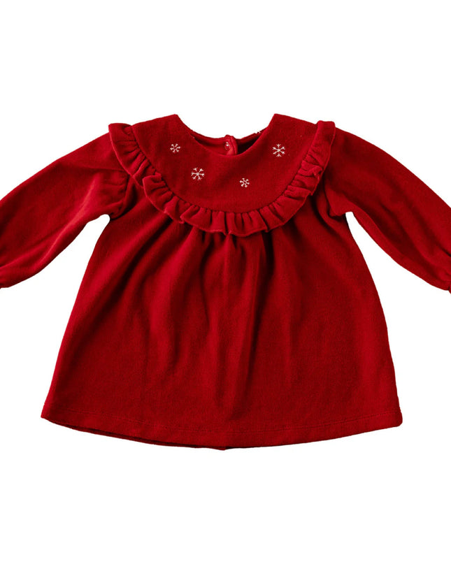 kids atelier andywawa Red Holiday Velvet Smocked Dress