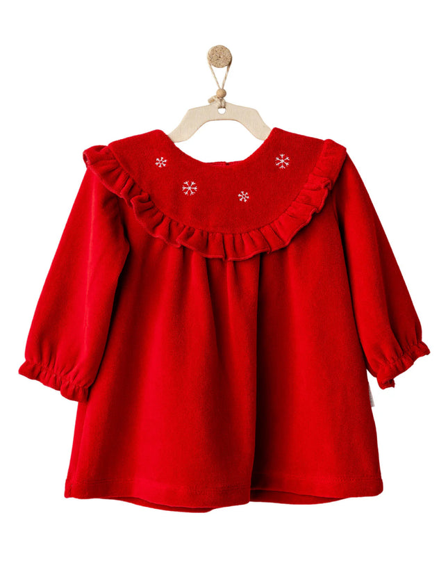 kids atelier andywawa Red Holiday Velvet Smocked Dress