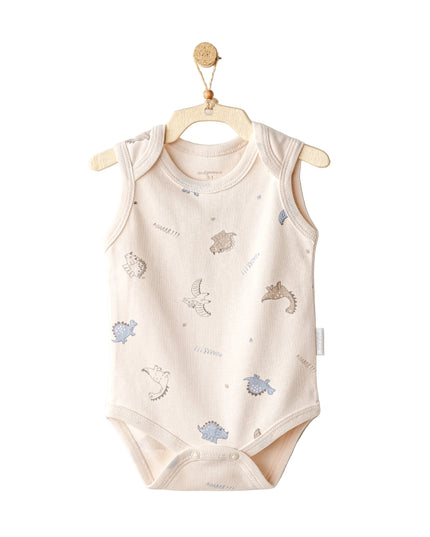 kids atelier andywawa Beige and Blue Dino Bodysuits