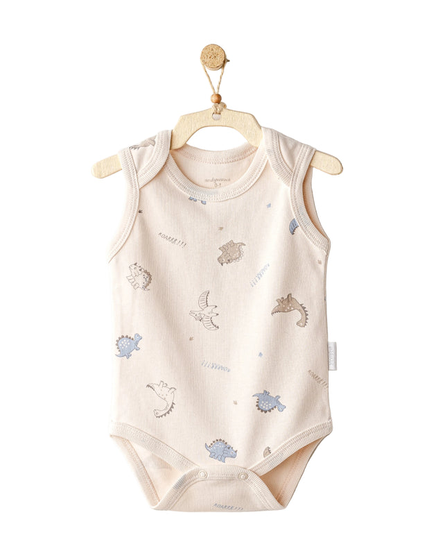 kids atelier andywawa Beige and Blue Dino Bodysuits