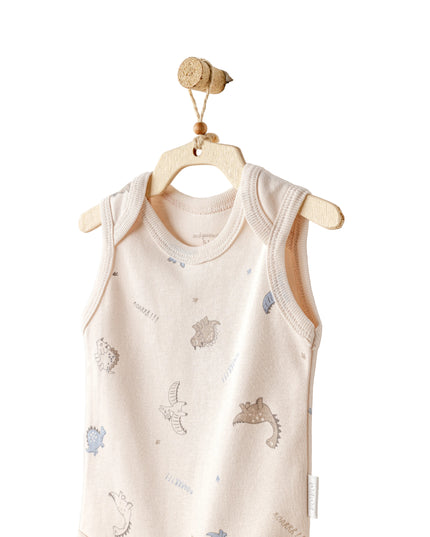 kids atelier andywawa Beige and Blue Dino Bodysuits