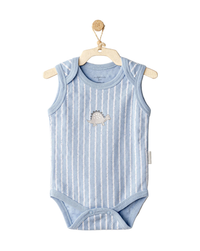kids atelier andywawa Beige and Blue Dino Bodysuits