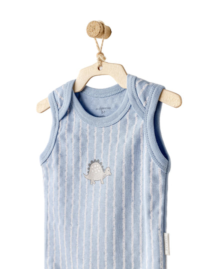 kids atelier andywawa Beige and Blue Dino Bodysuits