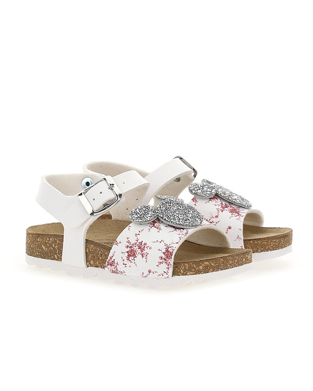 MOA-MDJS58-Pearly white and floral print Mickey Mouse sandal