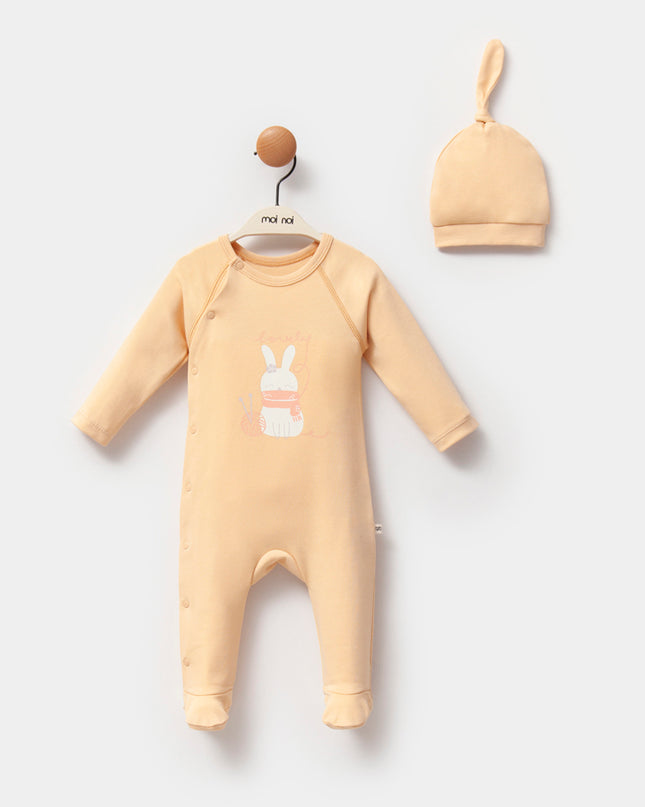 Tangerine Lovely Bunny One-Piece Set