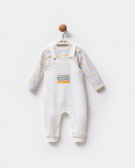 Multicolor Zigzag Overalls Set