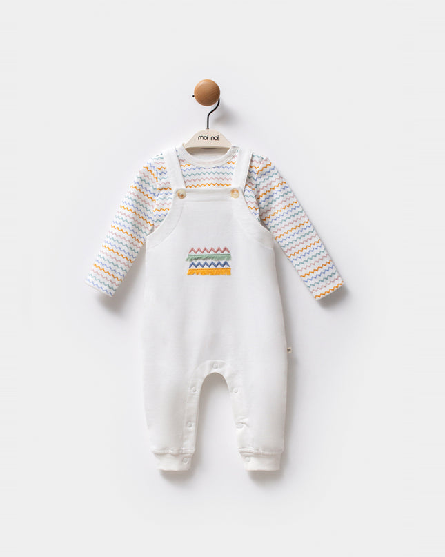 Multicolor Zigzag Overalls Set