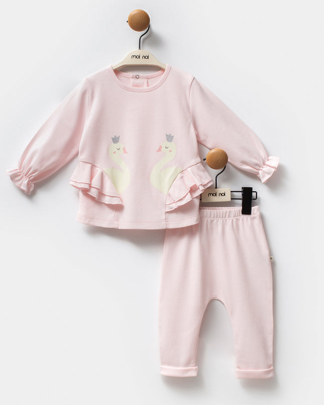 Pink Swan Ruffle Outfit Set