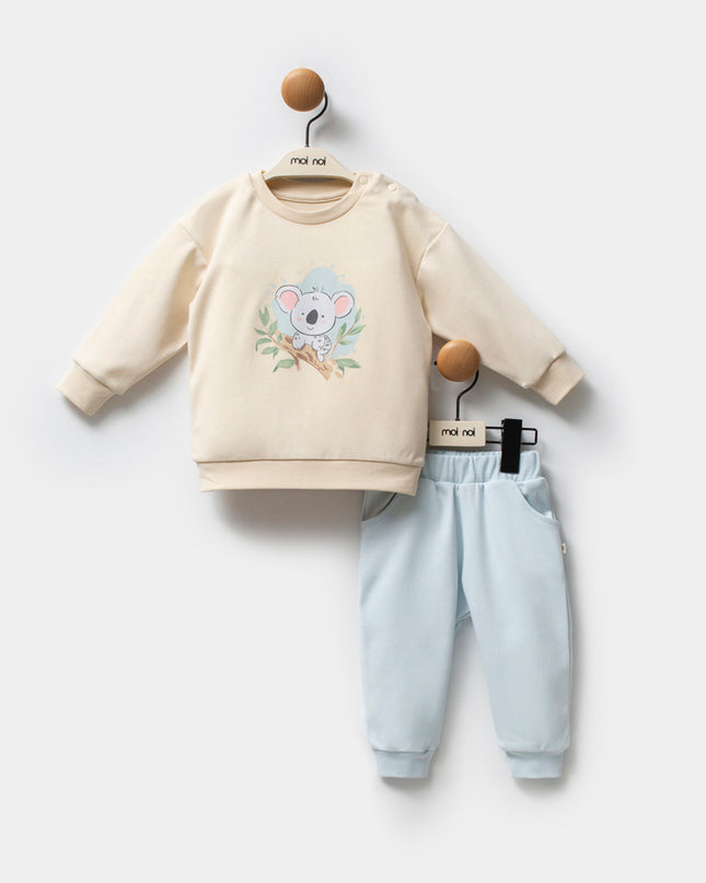 Beige Koala Blue Sweat Set