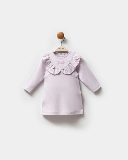 Lilac Butterfly Neckline Ruffle Top
