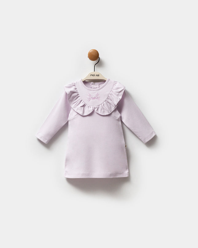 Lilac Butterfly Neckline Ruffle Top