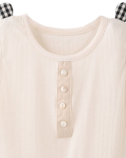 kids atelier banblu Cream Top & Striped Pants Set