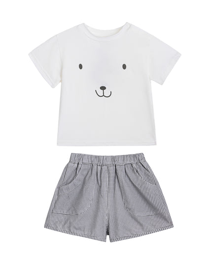 kids atelier banblu White Smile Checkered Set