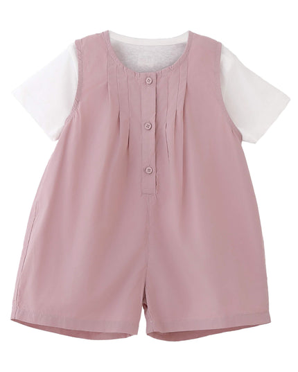 kids atelier banblu Pink Button Romper Set