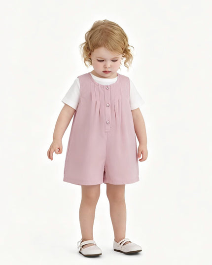 kids atelier banblu Pink Button Romper Set