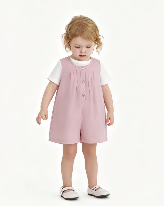 kids atelier banblu Pink Button Romper Set