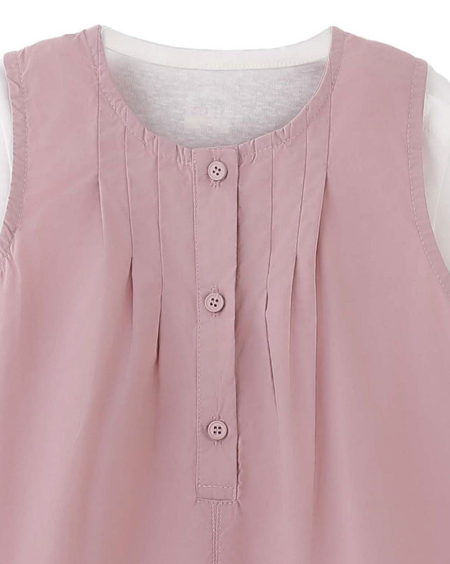 kids atelier banblu Pink Button Romper Set