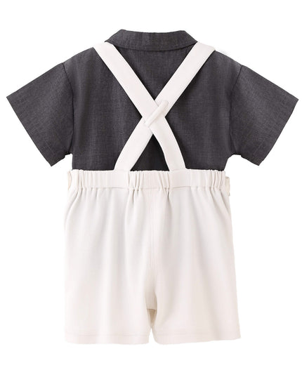 kids atelier banblu Beige Bow Overall Set