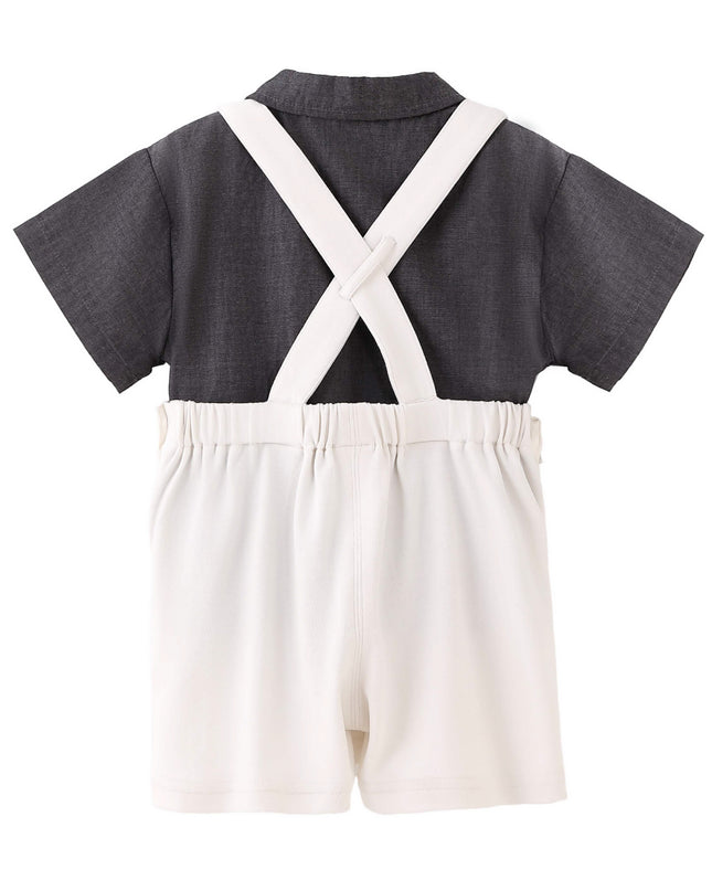 kids atelier banblu Beige Bow Overall Set