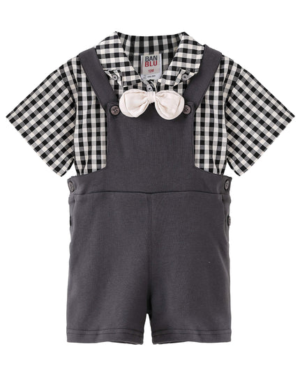 kids atelier banblu Gray Check Bow Set