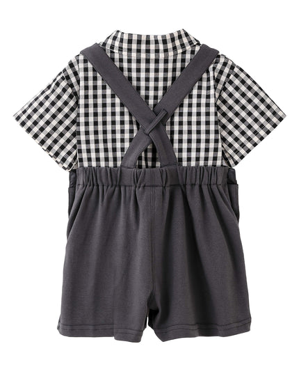 kids atelier banblu Gray Check Bow Set