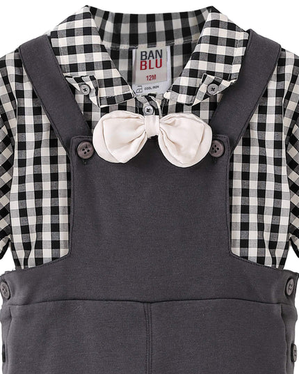 kids atelier banblu Gray Check Bow Set