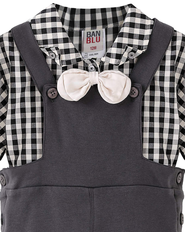 kids atelier banblu Gray Check Bow Set