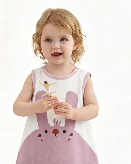 kids atelier banblu White Bunny Pleated Dress