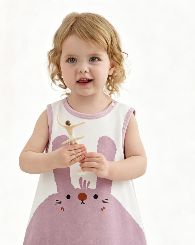 kids atelier banblu White Bunny Pleated Dress