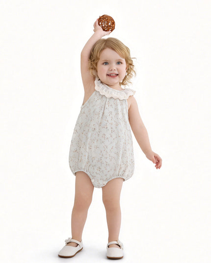 kids atelier banblu Cream Floral Lace Romper