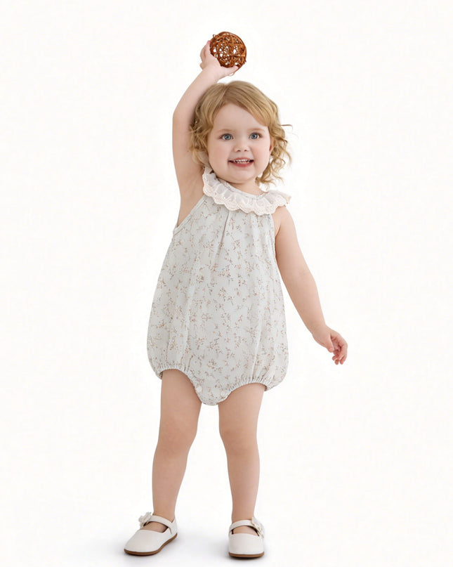 kids atelier banblu Cream Floral Lace Romper